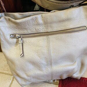 COACH Silver Metallic Pebbled Leather Handbag Purse Duffle Crossbody Satchel